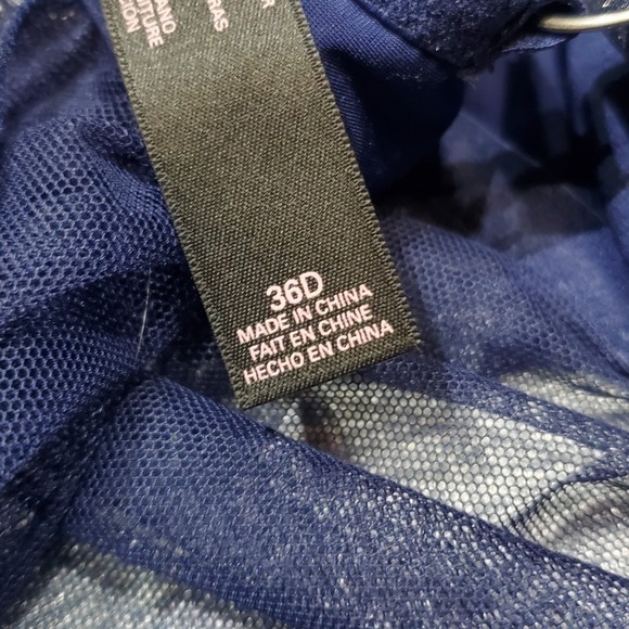 Victoria's Secret Navy Blue Floral Embroidered Babydoll Cami Top Y2K 36D - Picture 9 of 11